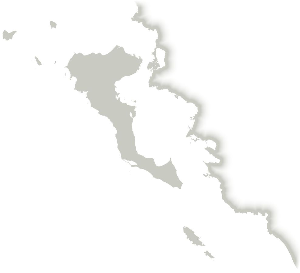 Map of Corfu and coastline of the mainland
